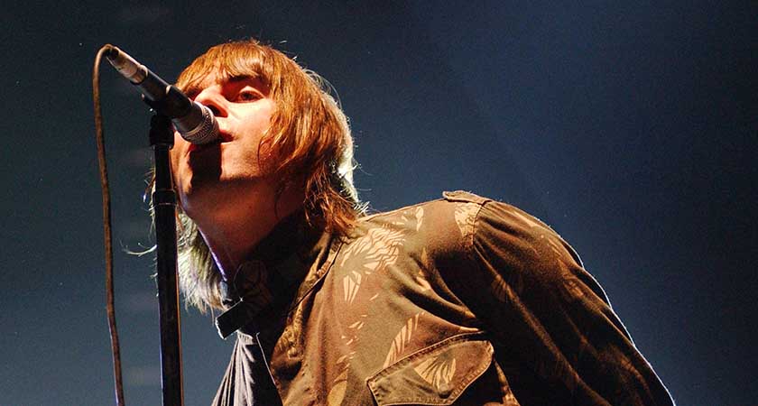 DUBLIN, IRELAND - MARCH 5: Oasis frontman Liam Gallagher performs at the Point Theatre March 5, 2003 in Dublin, Ireland. (Photo by Getty Images)